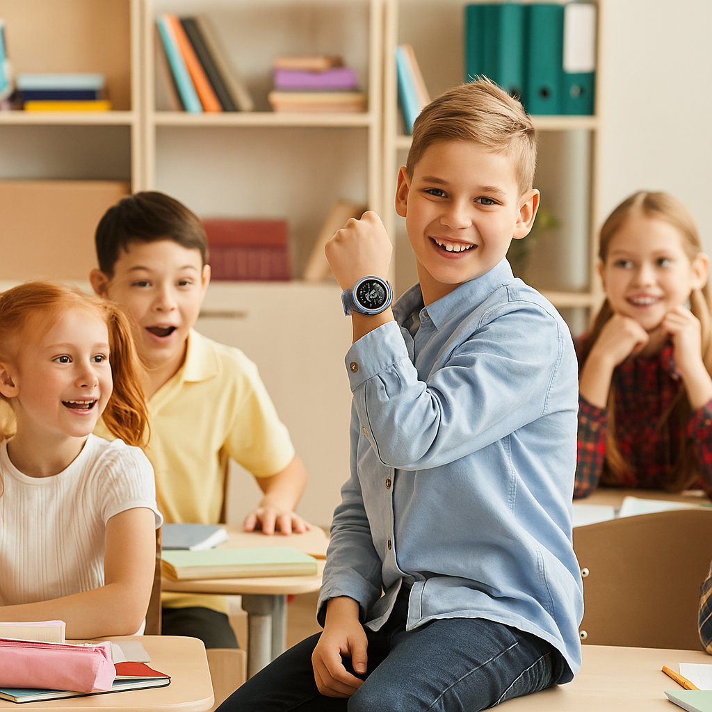 Montre Connectée Enfant 4G ronde – GPS WiFi, appel vidéo & SOS | KidooWatch™