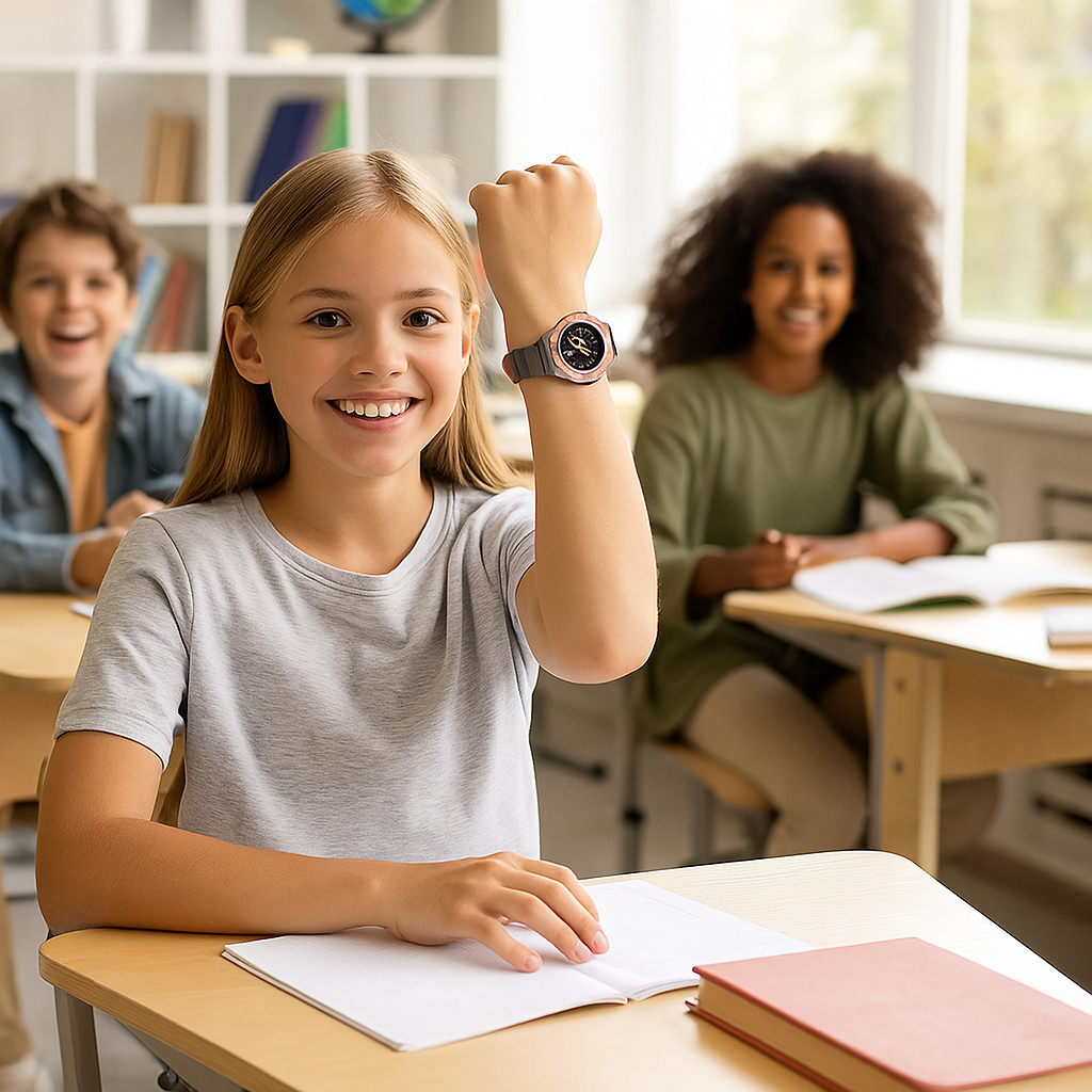 Montre Connectée Fille 4G ronde – GPS WiFi, appel vidéo & SOS | KidooWatch™