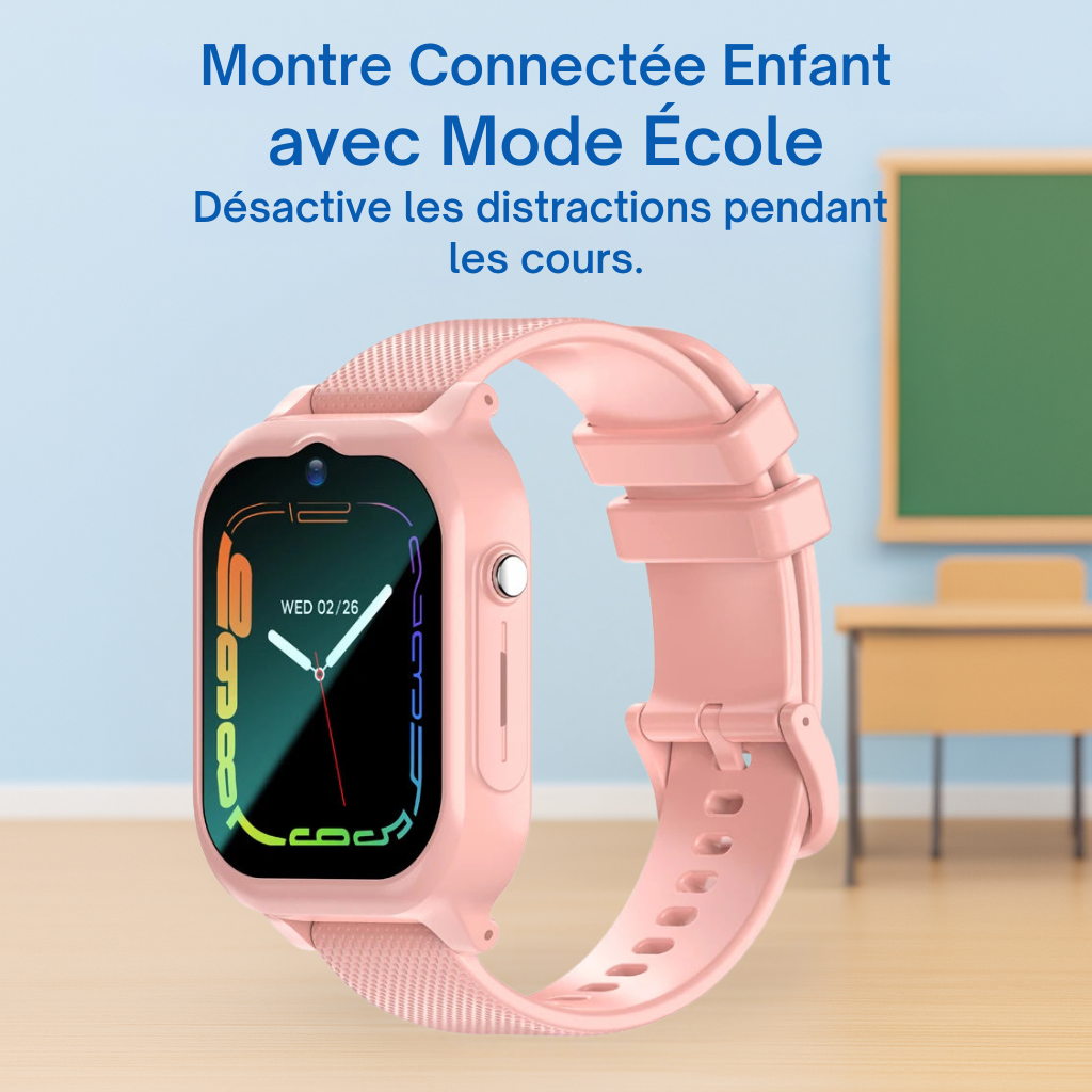 Montre connectée enfant Rose 4G – GPS , appel vidéo & SOS | KidooWatch™