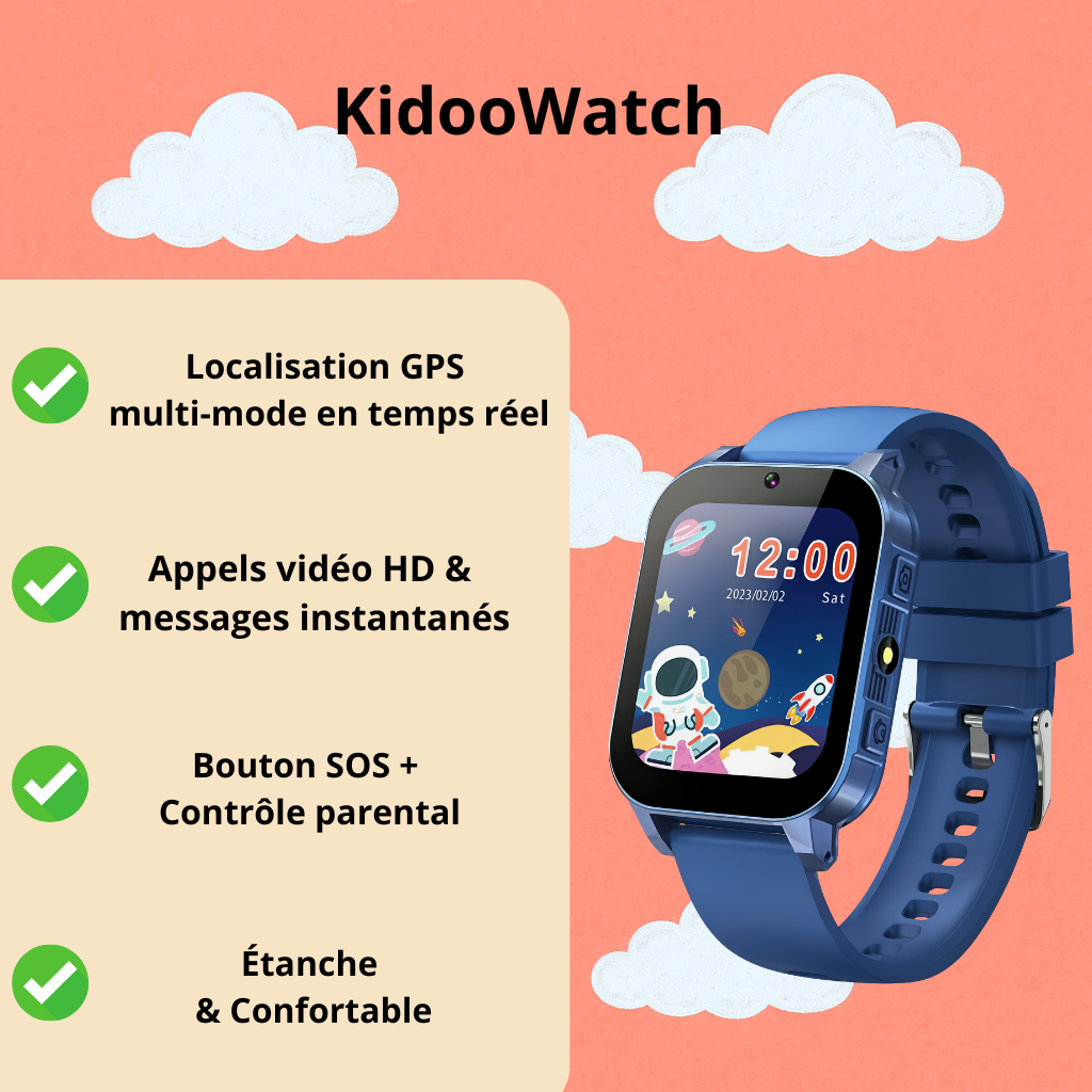 Montre Connectée Garçon éducative – 30 jeux, Histoires & Lampe torche | KidooWatch™