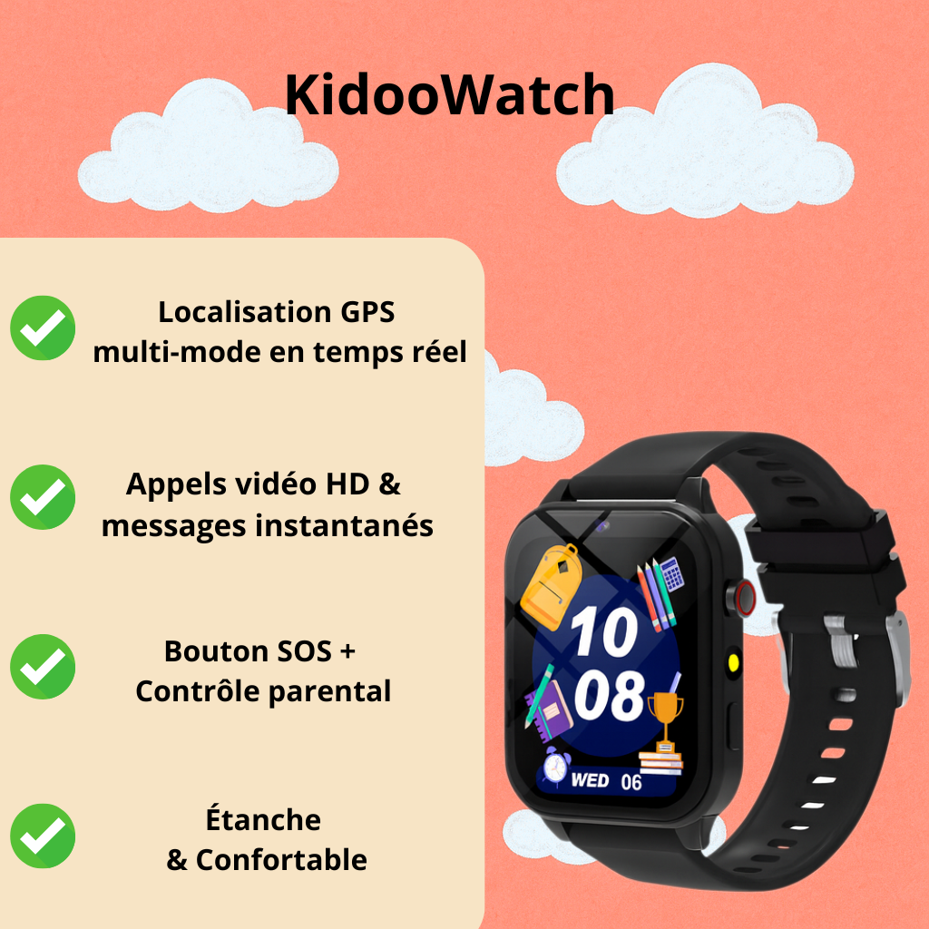 Montre connectée ludique pour enfants - 4 à 7 ans | KidooWatch™