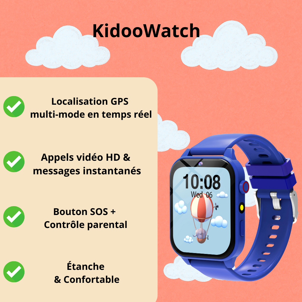 Montre connectée ludique pour garçon - 4 à 7 ans | KidooWatch™