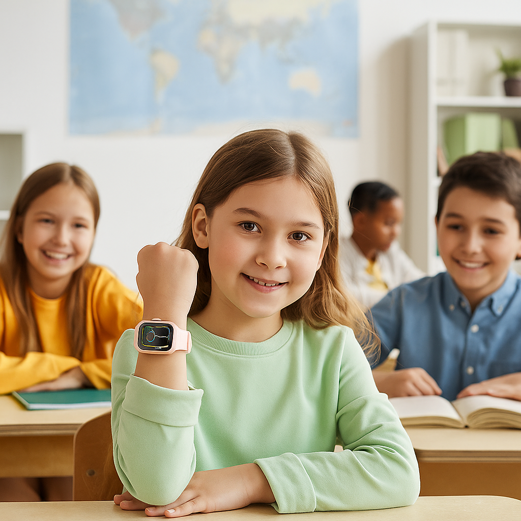 Montre connectée enfant Rose 4G – GPS , appel vidéo & SOS | KidooWatch™