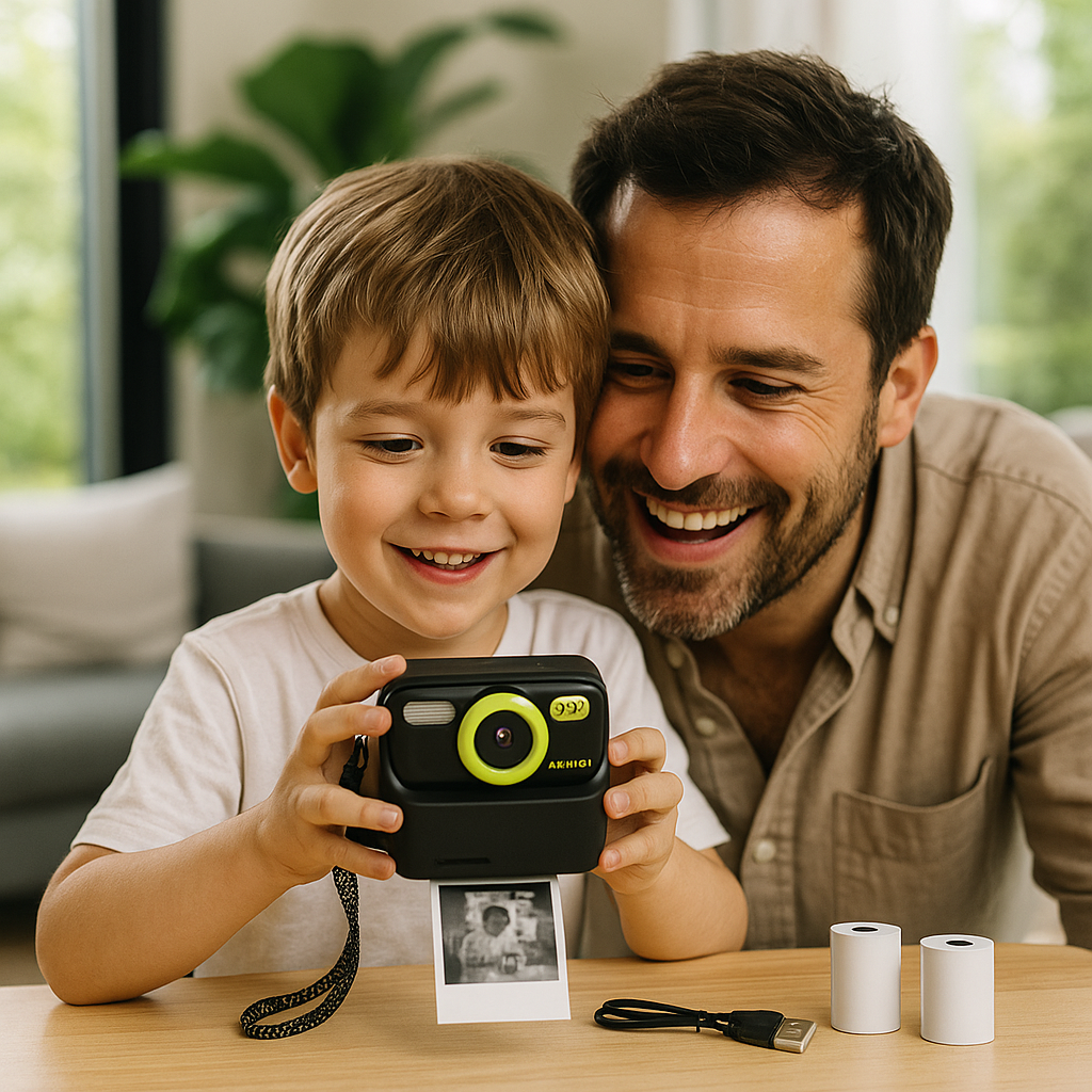 Appareil Photo Enfant impression & Double Objectif + carte mémoire 32 Go