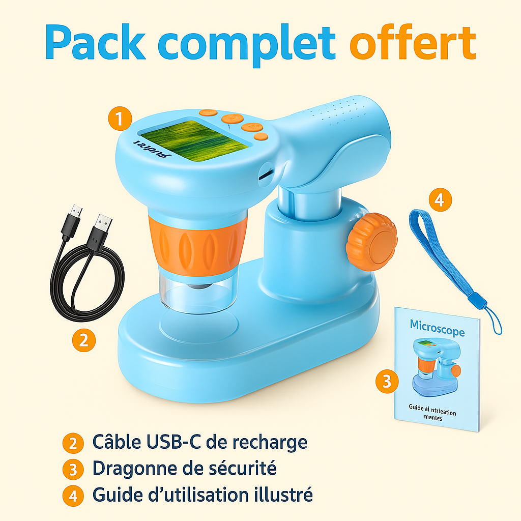 Microscope Portable Enfant – 2-en-1 Exploration & Découverte