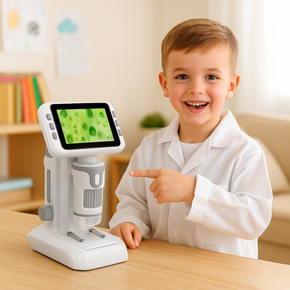 Microscope Enfant 1600× – Écran 4" & Lumière LED