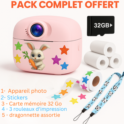 Appareil Photo Instantané Enfant – Impression Thermique HD + carte mémoire 32 Go