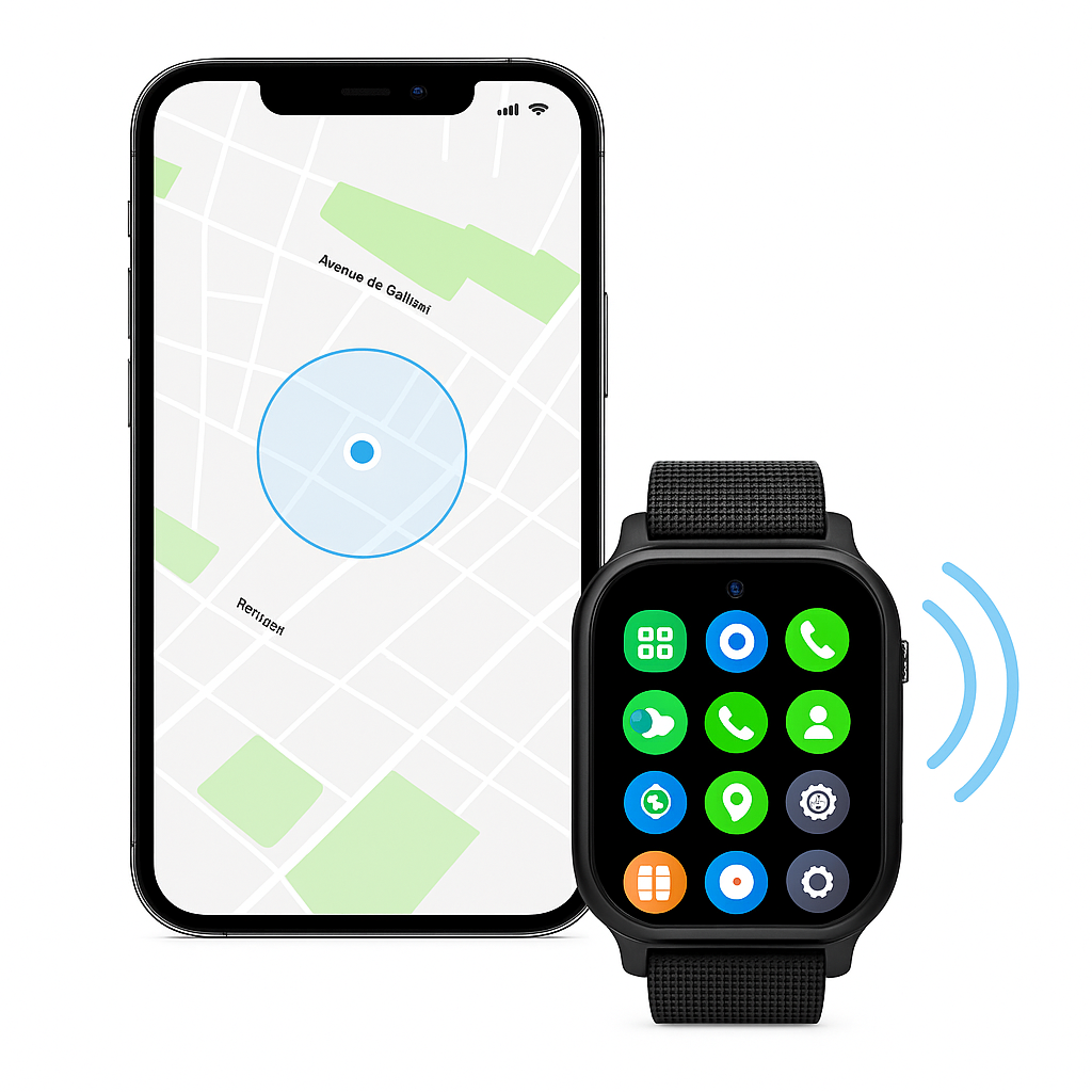 Montre Connectée Enfant Noir 4G – GPS , Appel Vidéo & SOS | KidooWatch™