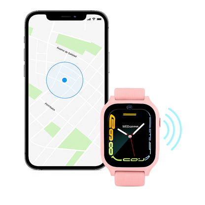 Montre connectée enfant Rose 4G – GPS , appel vidéo & SOS | KidooWatch™