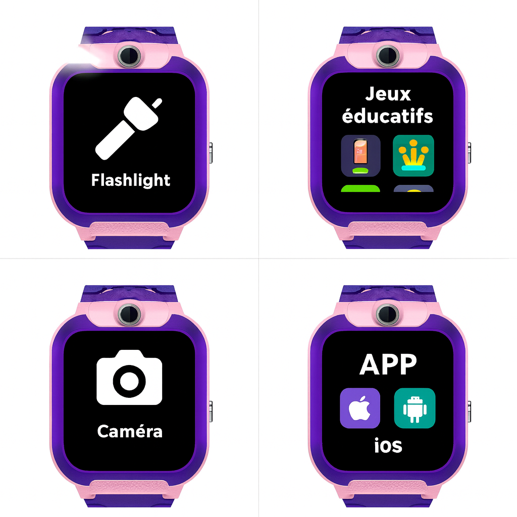 Montre Connectée SOS Fille – Appel Vocal & Caméra & Lampe Intégrée | KidooWatch™