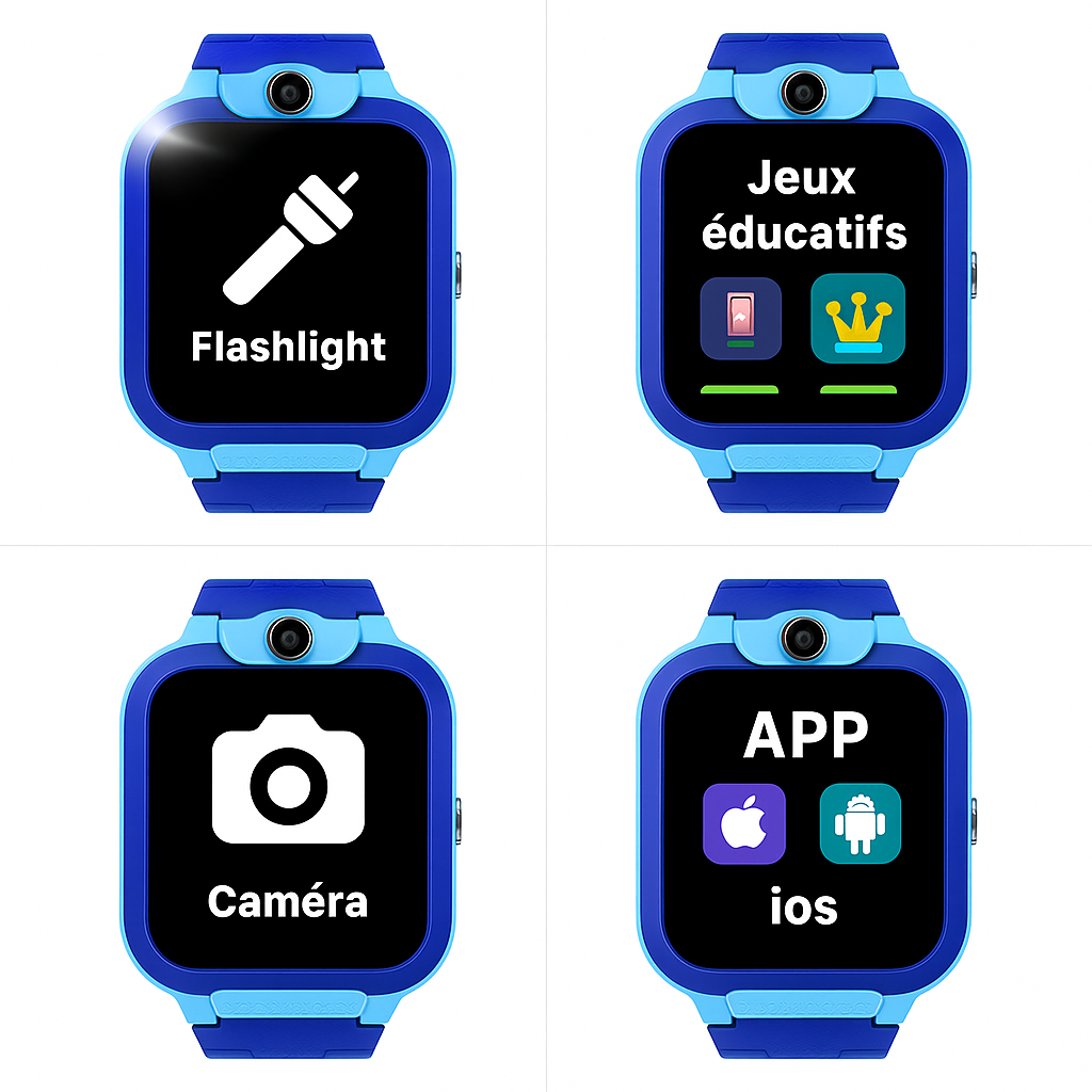 Montre Connectée SOS Enfant – Appel Vocal & Caméra & Lampe Intégrée | KidooWatch™
