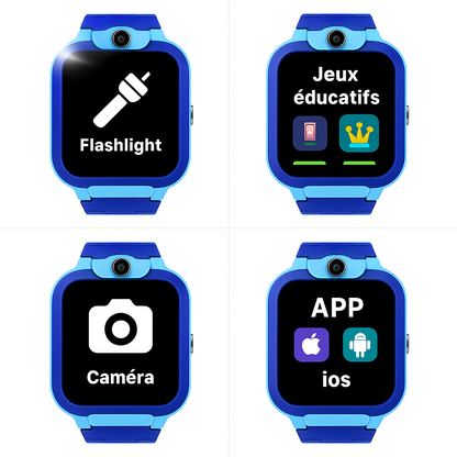 Montre Connectée SOS Enfant – Appel Vocal & Caméra & Lampe Intégrée | KidooWatch™