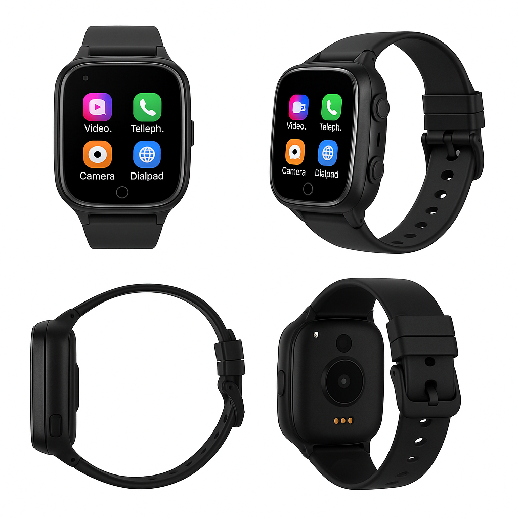 Montre connectée Noir enfant 4G - 1000mAh – GPS , appel vidéo  | KidooWatch™