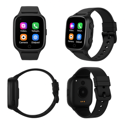 Montre connectée Noir enfant 4G - 1000mAh – GPS , appel vidéo  | KidooWatch™