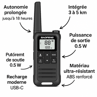 Talkie-Walkie Enfant Longue Portée – Pack de 2 Rechargeables | KidooWatch™