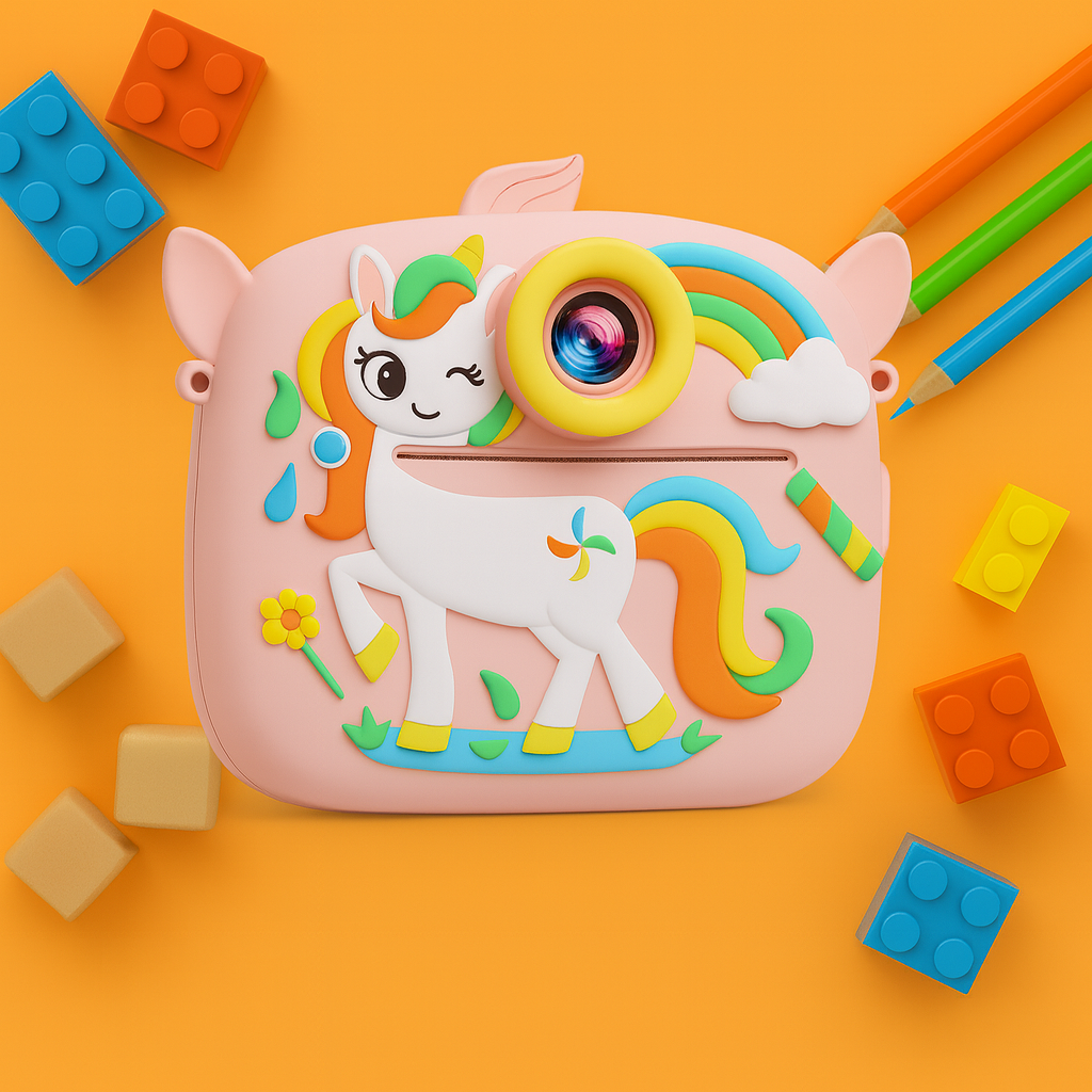 Appareil Photo Enfant Licorne – Impression Instantanée HD  + carte mémoire 32 Go