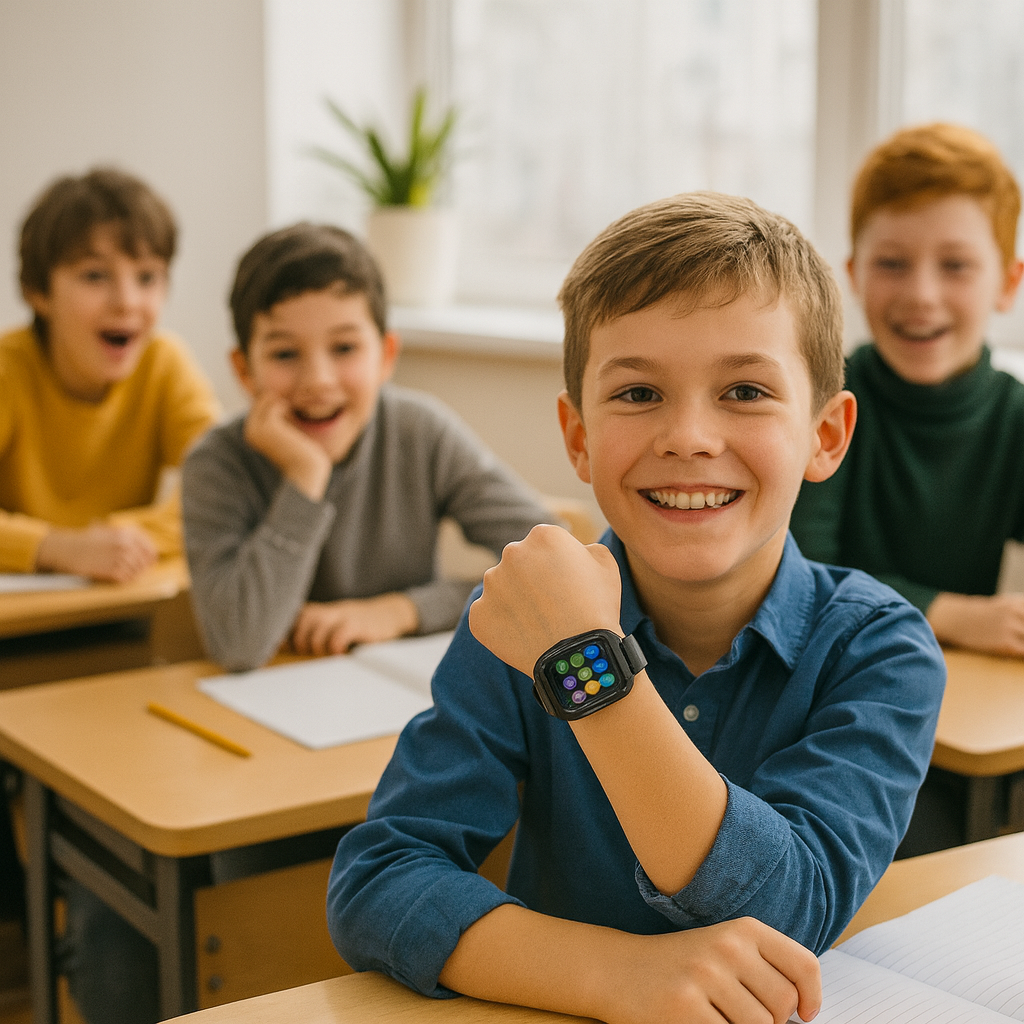 Montre Connectée Enfant Noir 4G – GPS , Appel Vidéo & SOS | KidooWatch™