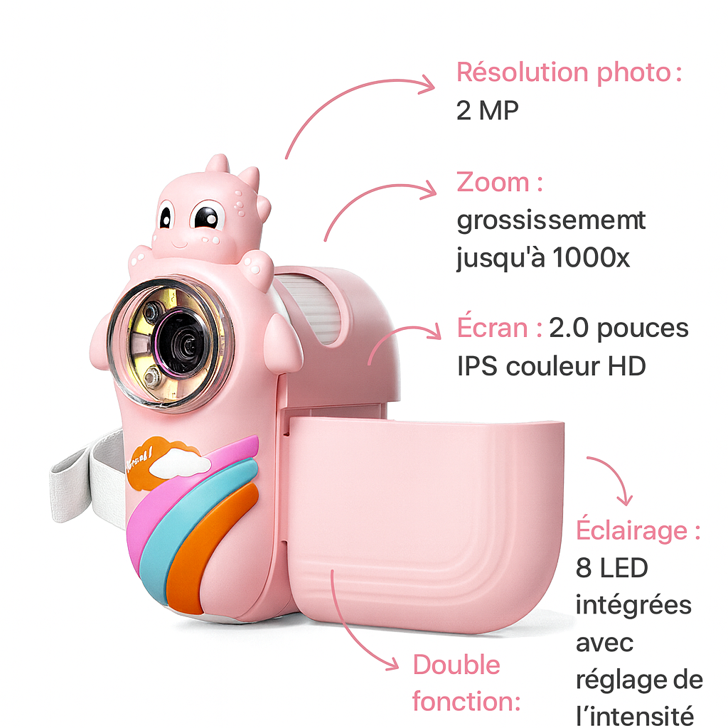 Appareil Photo Microscope  LED Enfant – 1000x Zoom & Écran HD | KidooWatch™