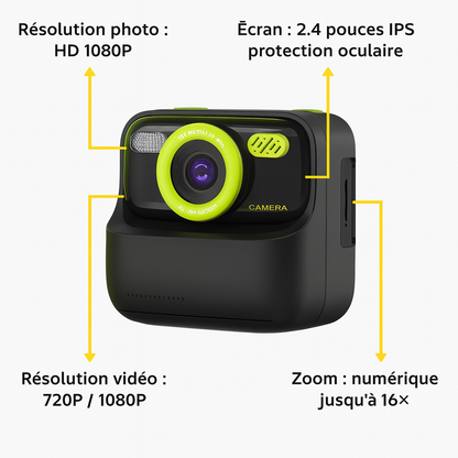 Appareil Photo Enfant impression & Double Objectif + carte mémoire 32 Go