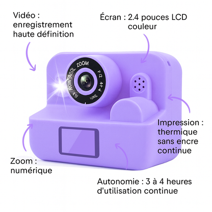 Appareil Photo Instantané Fille 1080P éducative + carte mémoire 32 Go