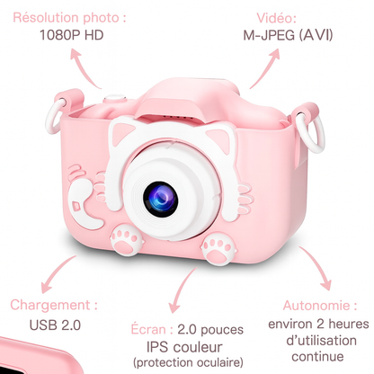 Appareil Photo Numérique Fille 1080P + carte mémoire 32 Go