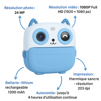 Appareil Photo Instantané Enfant Full HD + carte mémoire 32 Go