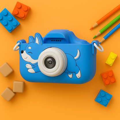 Appareil Photo Enfant 1080P – Design Chien Bleu + carte mémoire 32 Go