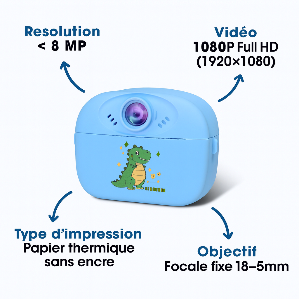 Appareil Photo Instantané Enfant – Impression Thermique HD + carte mémoire 32 Go