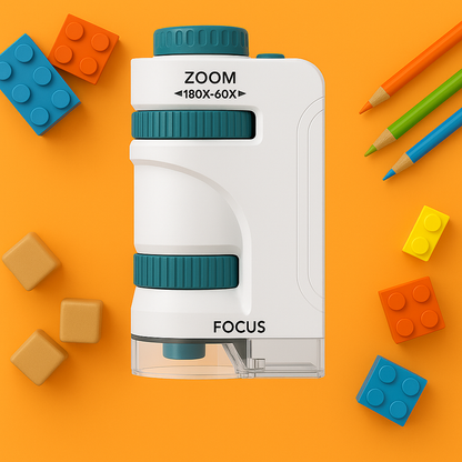Mini Microscope de Poche Enfant – LED & 180× Zoom