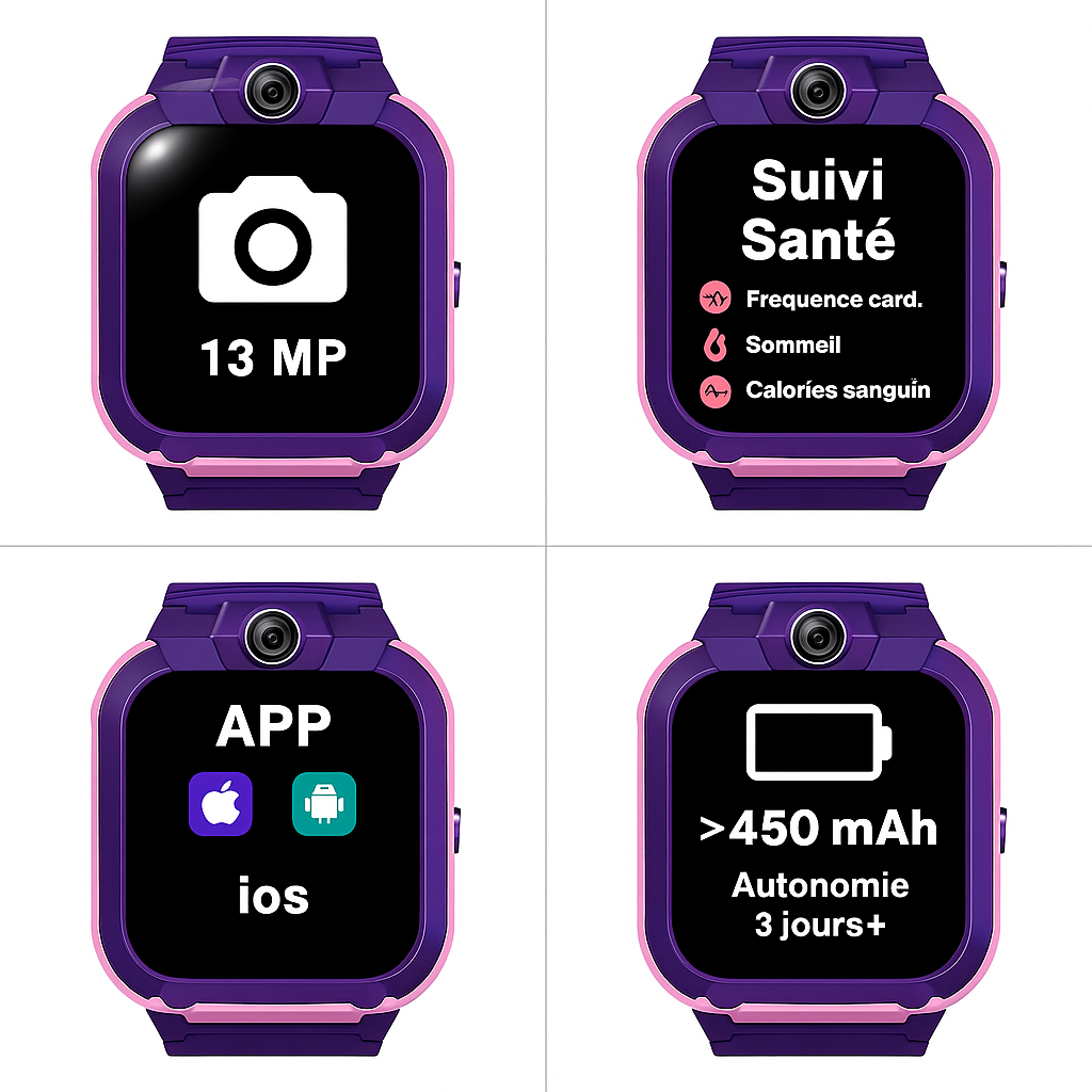 Montre connectée Fille ludique – SOS, appel vidéo | KidooWatch™
