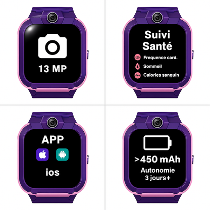 Montre connectée Fille ludique – SOS, appel vidéo | KidooWatch™