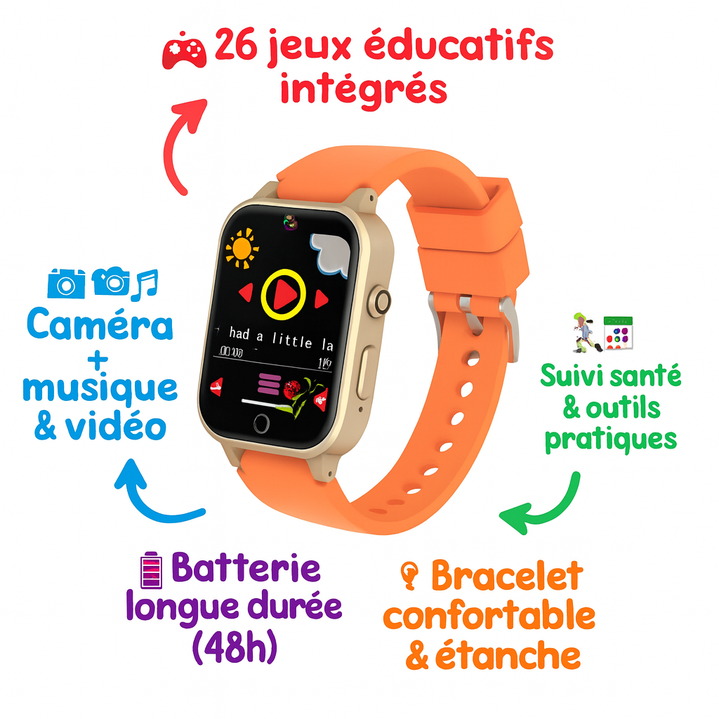 Montre connectée enfant – 26 jeux ludique  & appareil photo | KidooWatch™