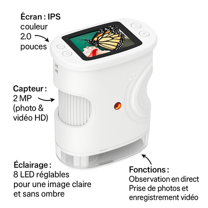 Microscope Portable Enfant 1000× –  Photo/Vidéo
