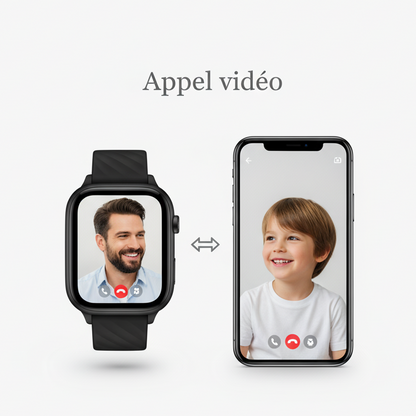 Montre connectée Noir enfant 4G - 1000mAh – GPS , appel vidéo  | KidooWatch™