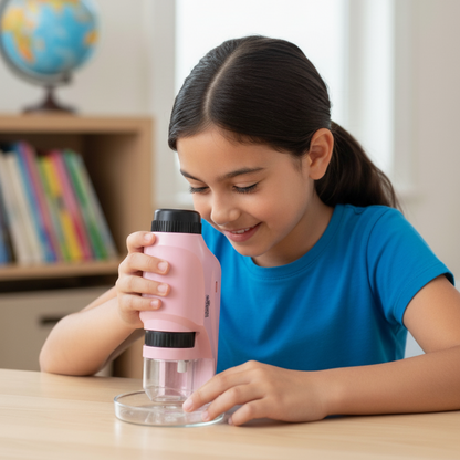 Microscope Fille 120× – LED & Format de Poche
