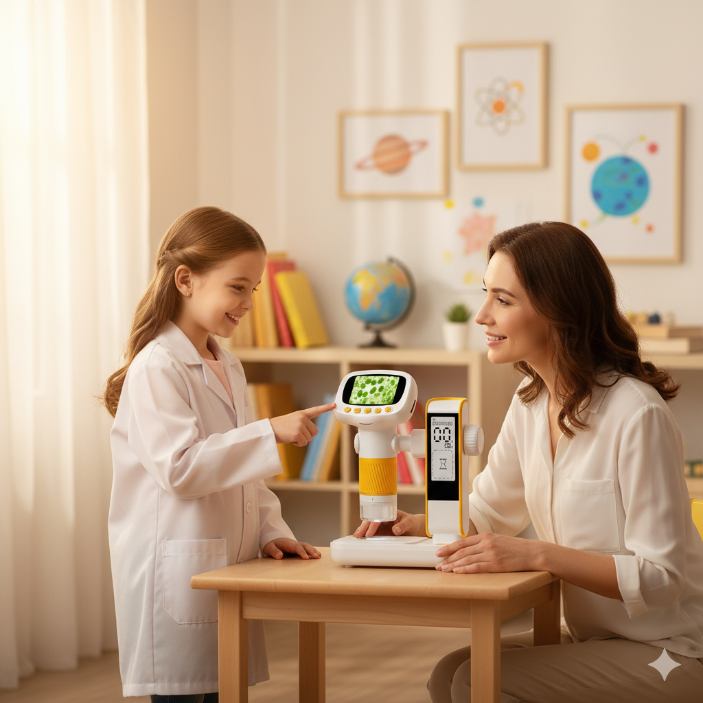 Microscope Enfant 1000× – Avec Réveil & Photo/Vidéo