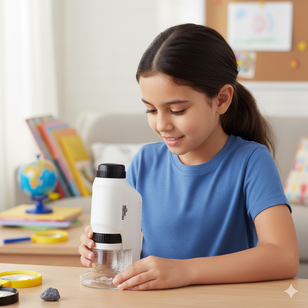 Microscope Enfant 120× – LED & Format de Poche