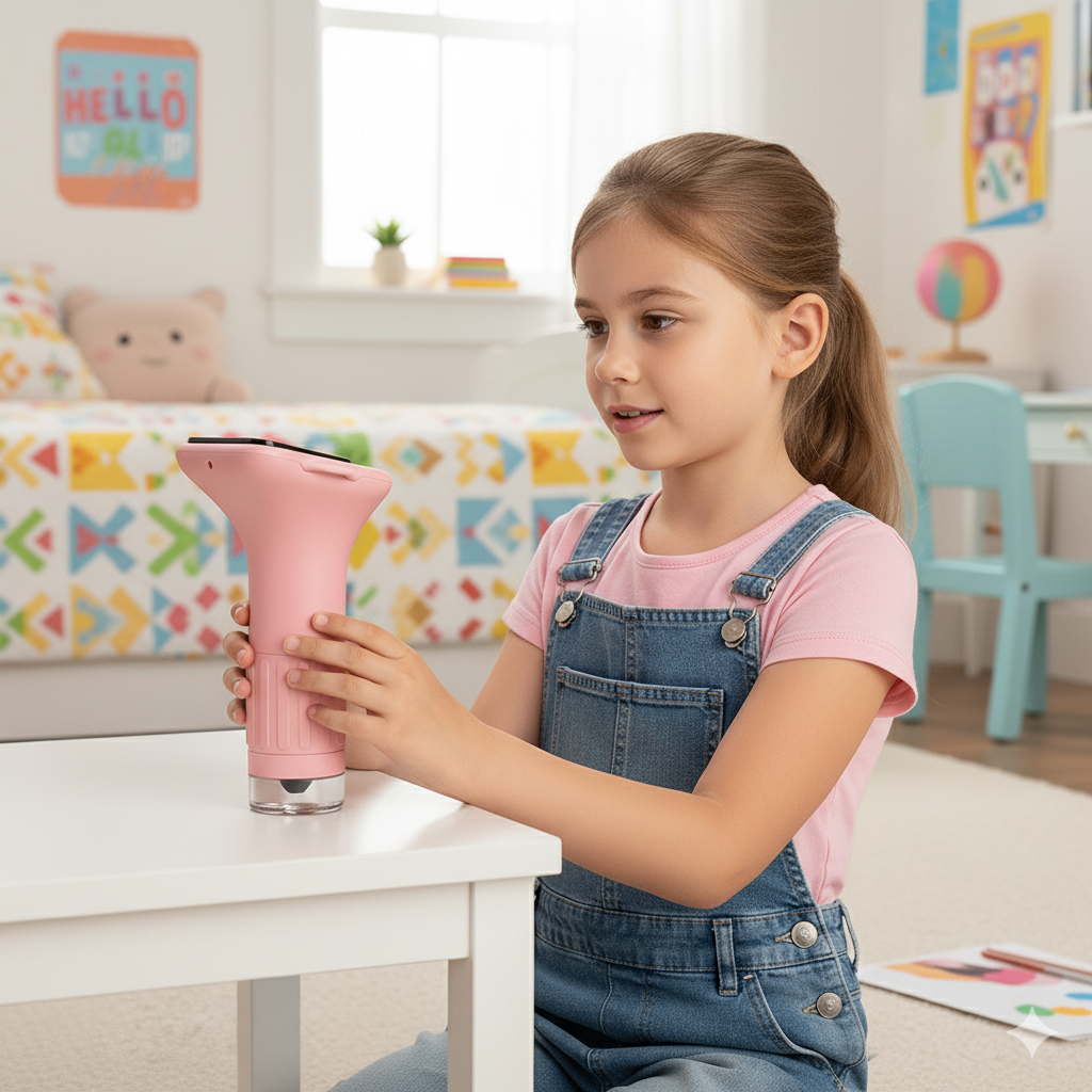 Microscope Fille 1000× – Écran IPS & Caméra HD