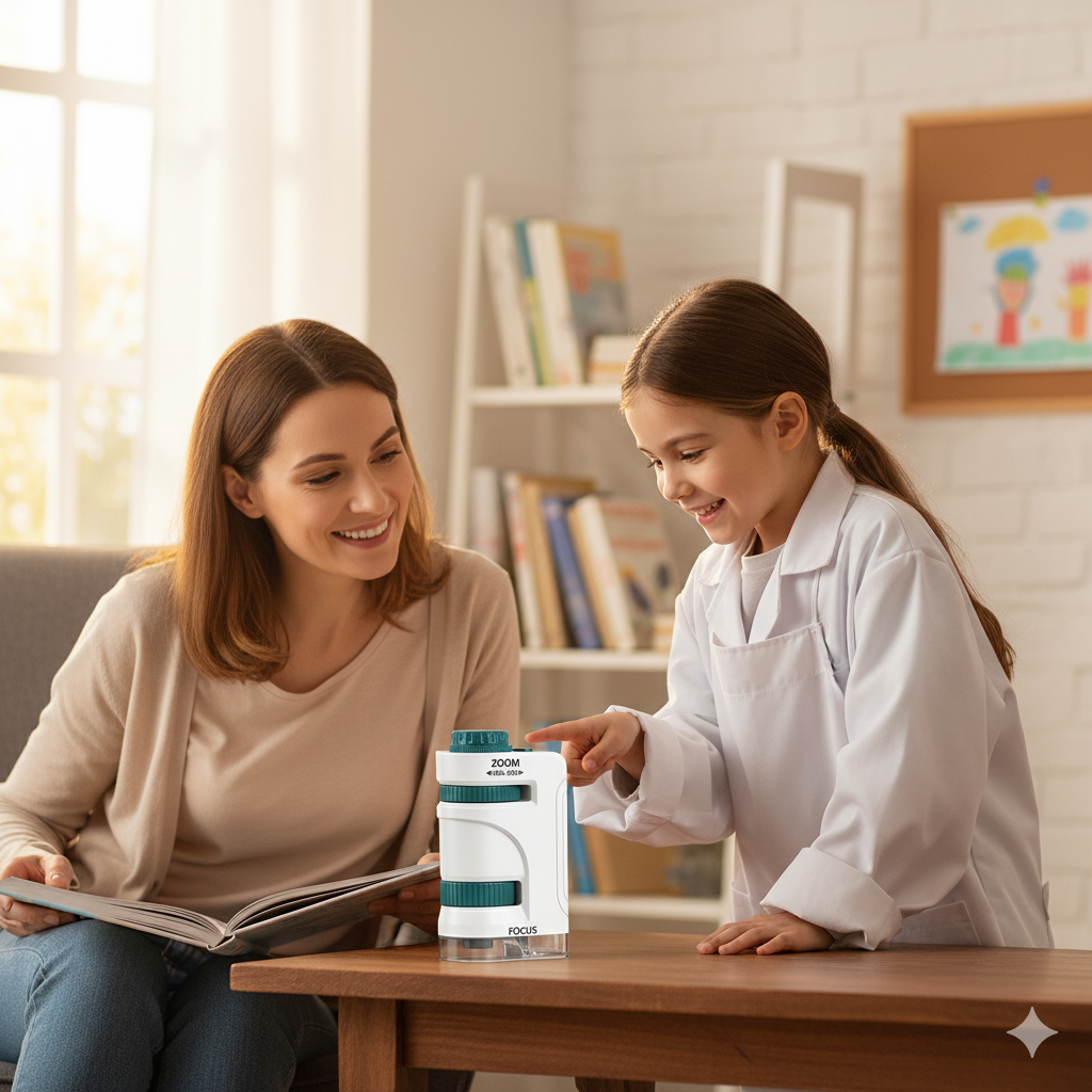 Mini Microscope de Poche Enfant – LED & 180× Zoom