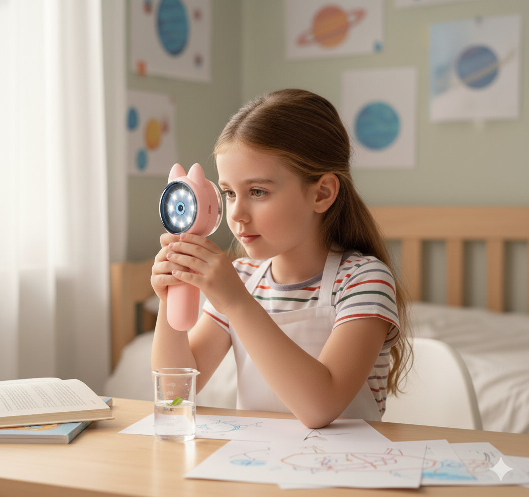 Microscope Fille 1000× – Écran IPS & Jeux Intégrés |