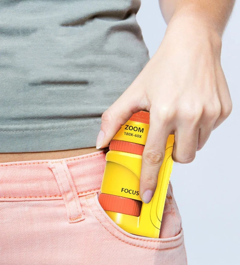 Mini Microscope de Poche Enfant – LED & 180× Zoom