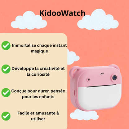 Appareil photo Fille instantané avec impression + carte mémoire de 32 Go