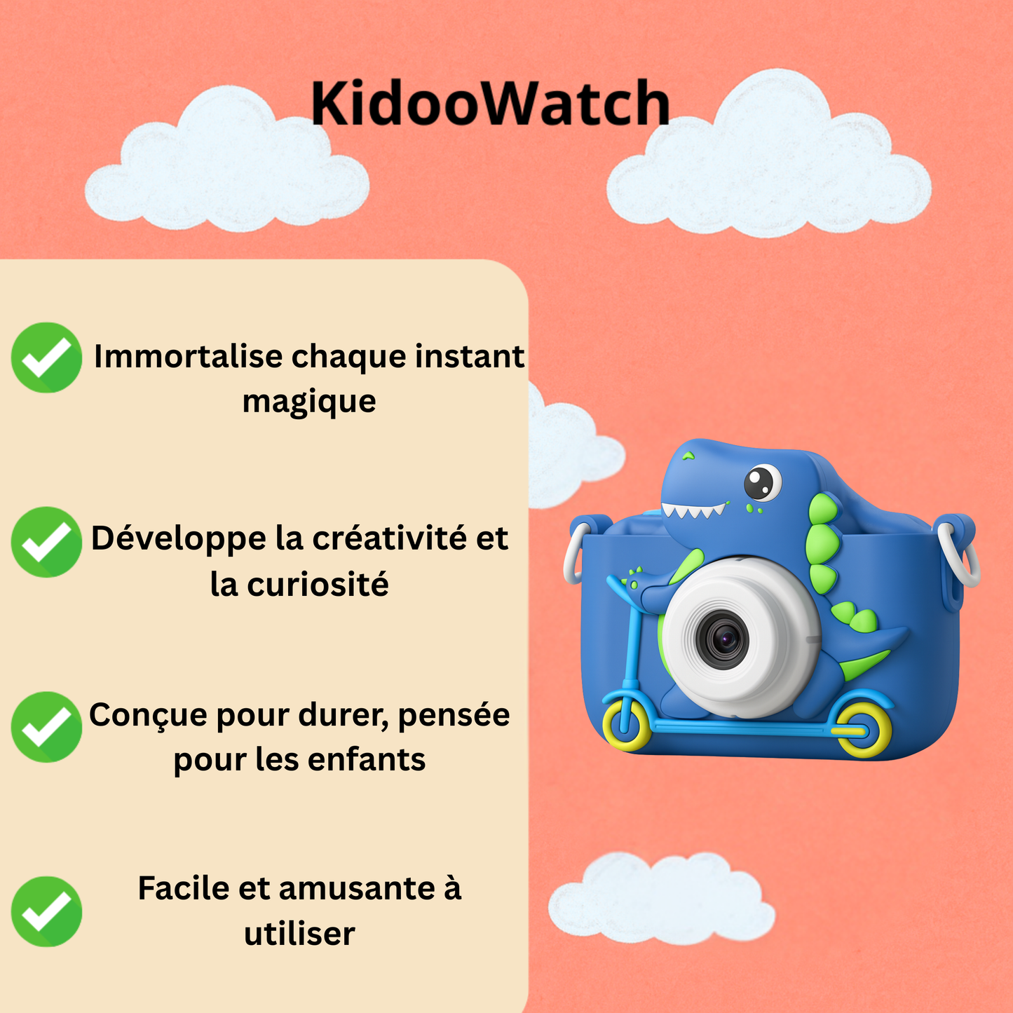 Appareil Photo Enfant Dinosaure – 1080P HD + Carte mémoire 32 Go