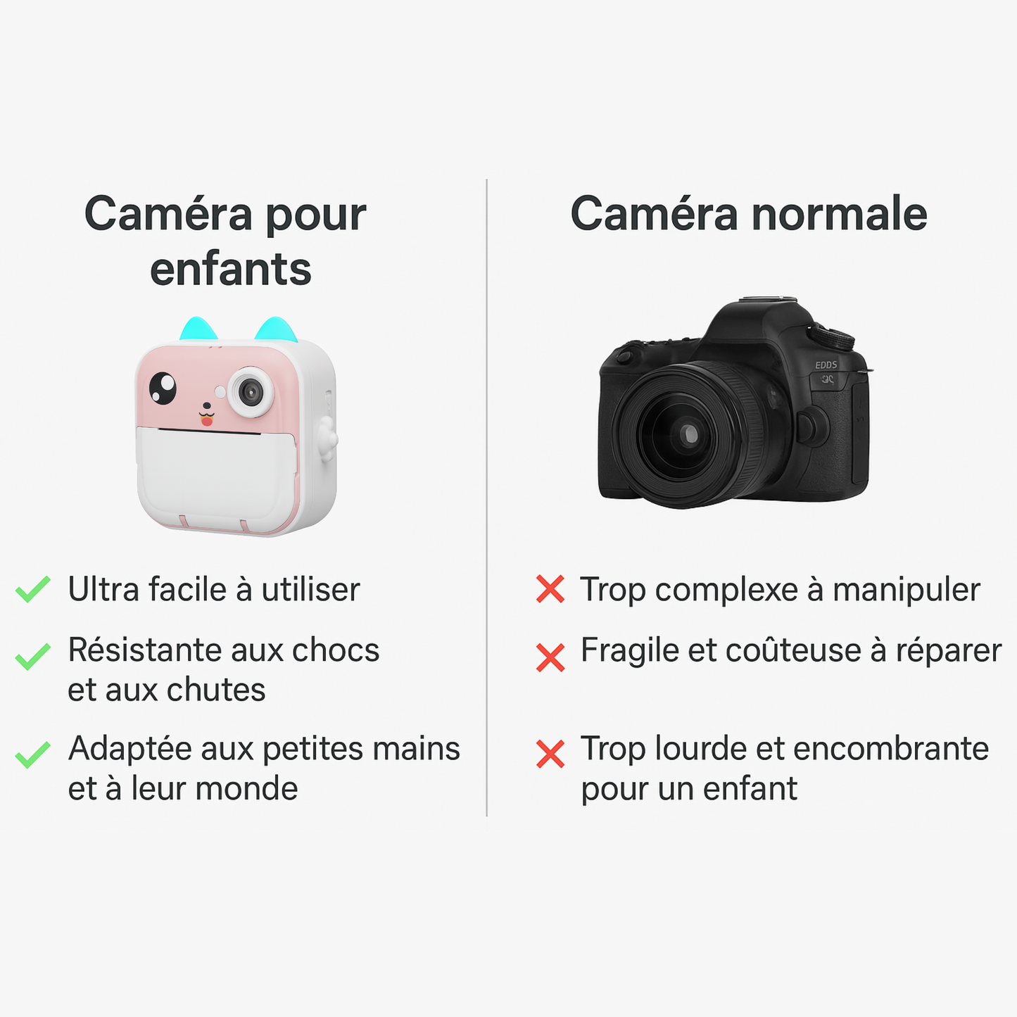 Appareil Photo Instantané Fille –  Jeux & Audio +  carte mémoire 32 Go