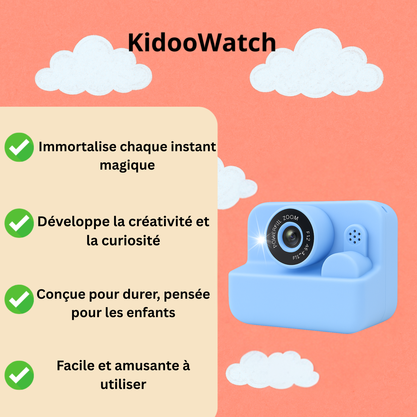 Appareil Photo Instantané Fille 1080P éducative + carte mémoire 32 Go