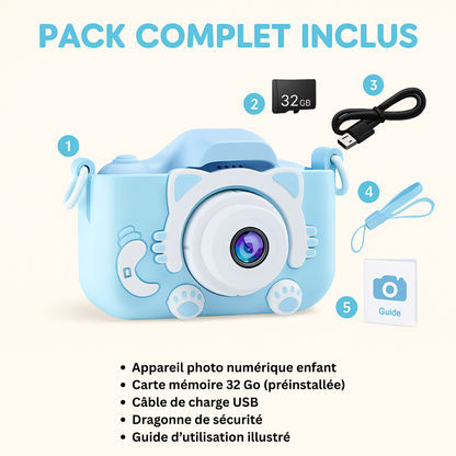 Appareil Photo Numérique Enfant 1080P + carte mémoire 32 Go