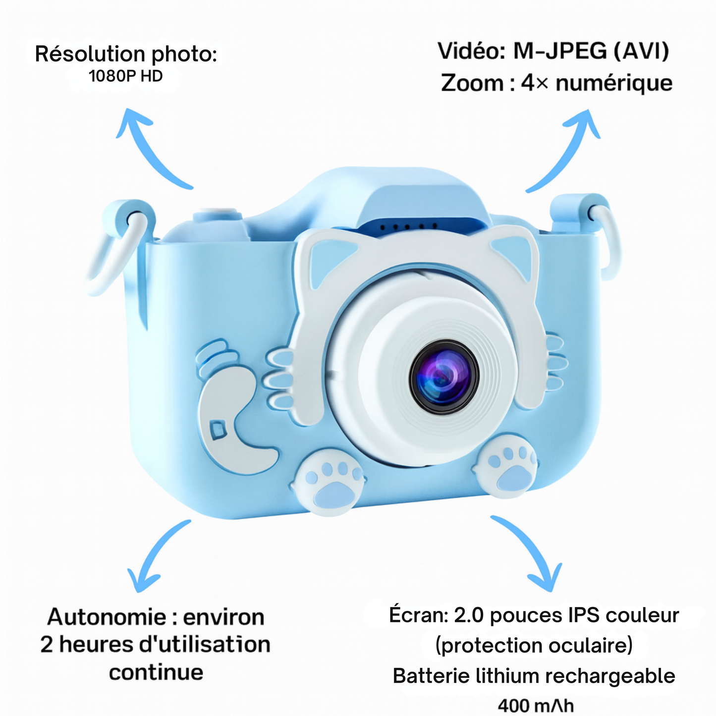 Appareil Photo Numérique Enfant 1080P + carte mémoire 32 Go