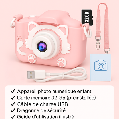 Appareil Photo Numérique Fille 1080P + carte mémoire 32 Go
