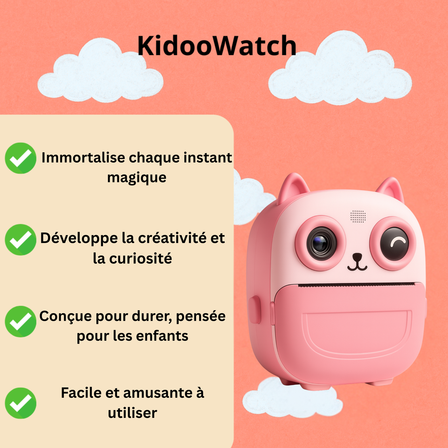 Appareil Photo Instantané Fille Full HD + carte mémoire 32 Go