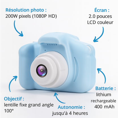 Appareil Photo Enfant 1080P Rechargeable + carte mémoire 32 Go